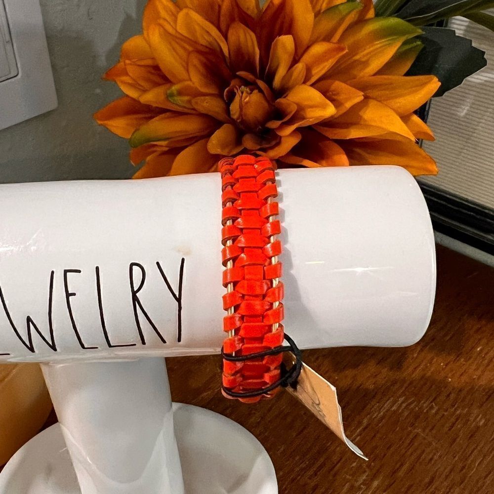 NWT Patricia Nash Orange Braided Leather Cuff Bracelet #PNBR